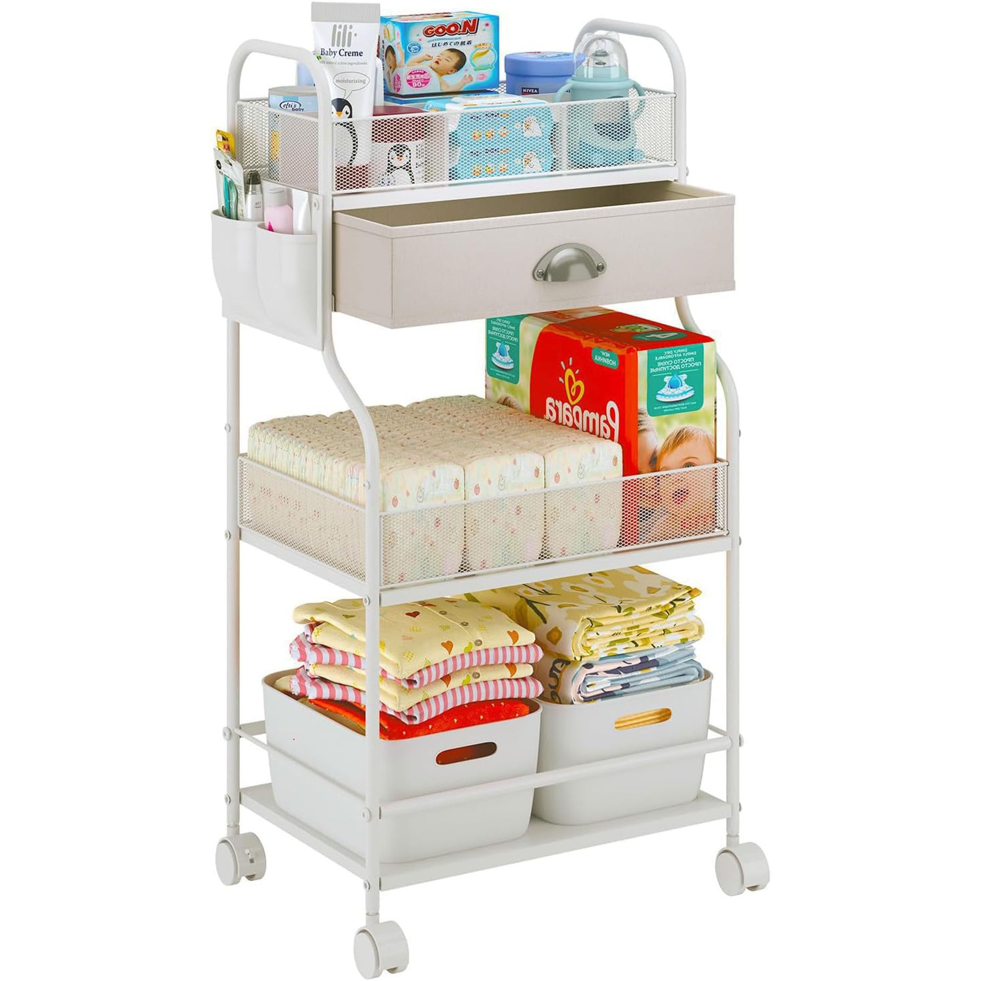 Gofinoday Baby Diaper Caddy Cart Organizer and Storage-3 Tier