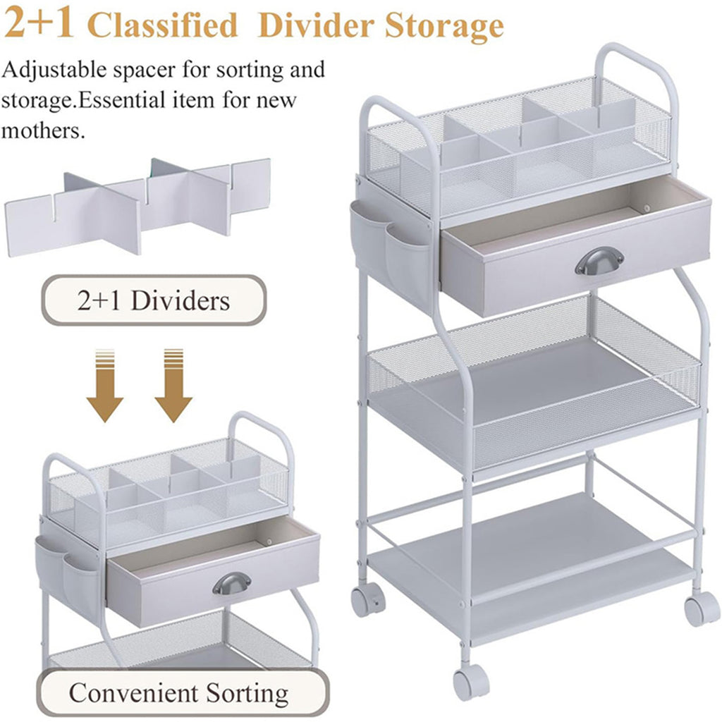 Gofinoday Baby Diaper Caddy Cart Organizer and Storage-3 Tier